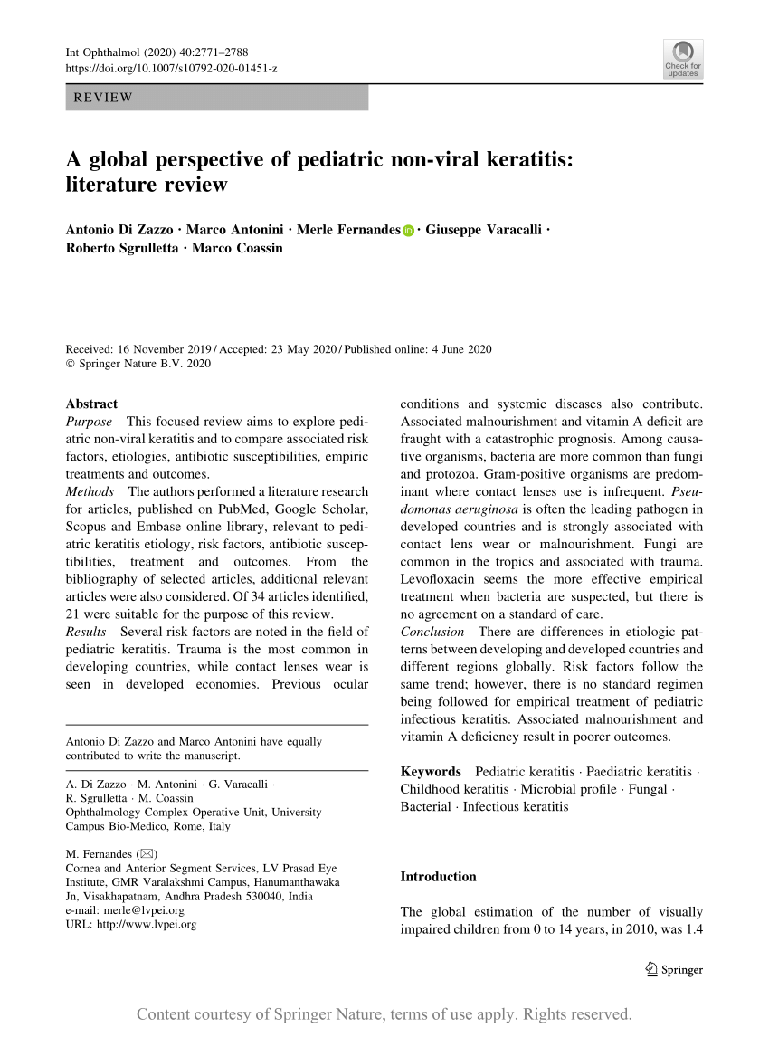 literature review of keratitis