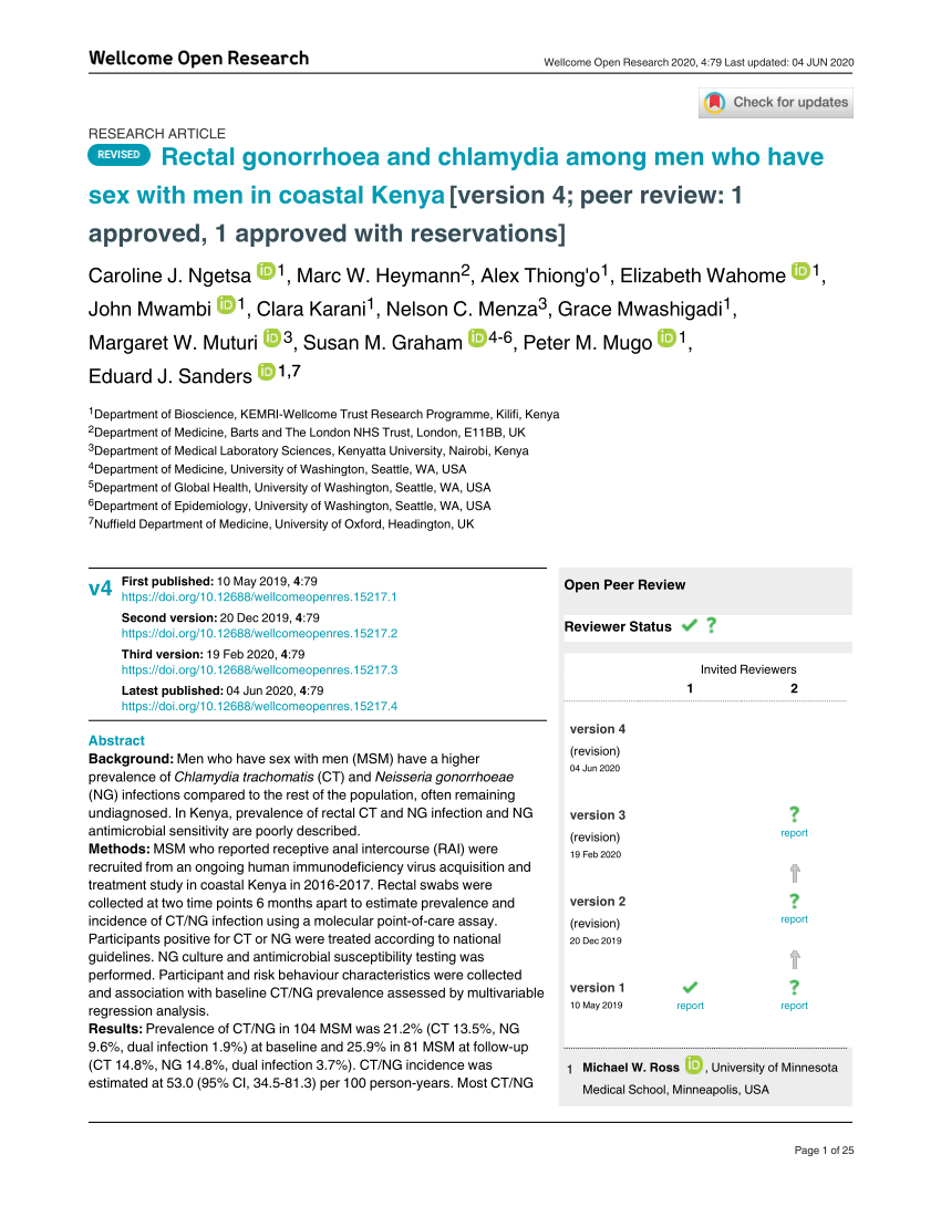 Pdf Rectal Gonorrhoea And Chlamydia Among Men Who Have Sex With Men In Coastal Kenya 5008