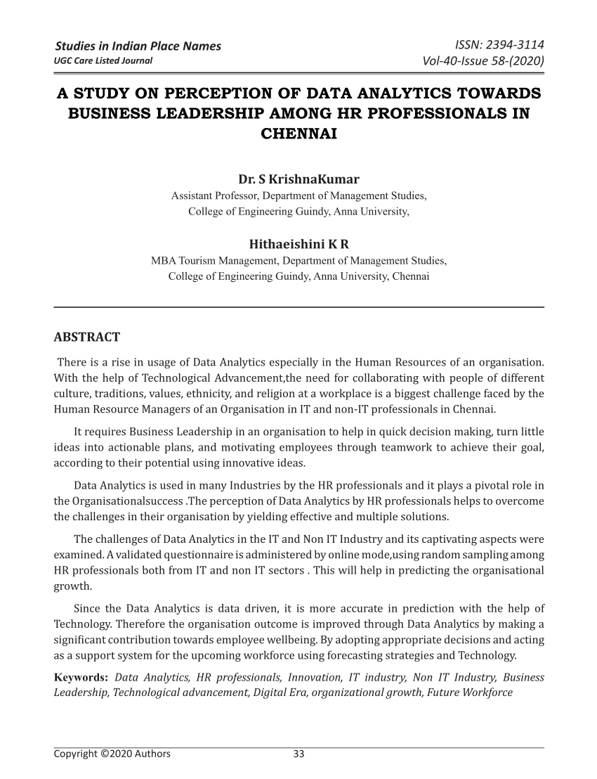 research paper on hr analytics in india