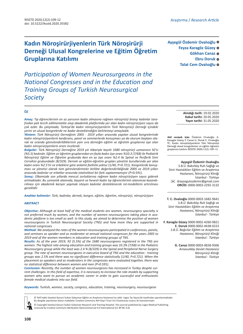 PDF Participation of Women Neurosurgeons in the National  