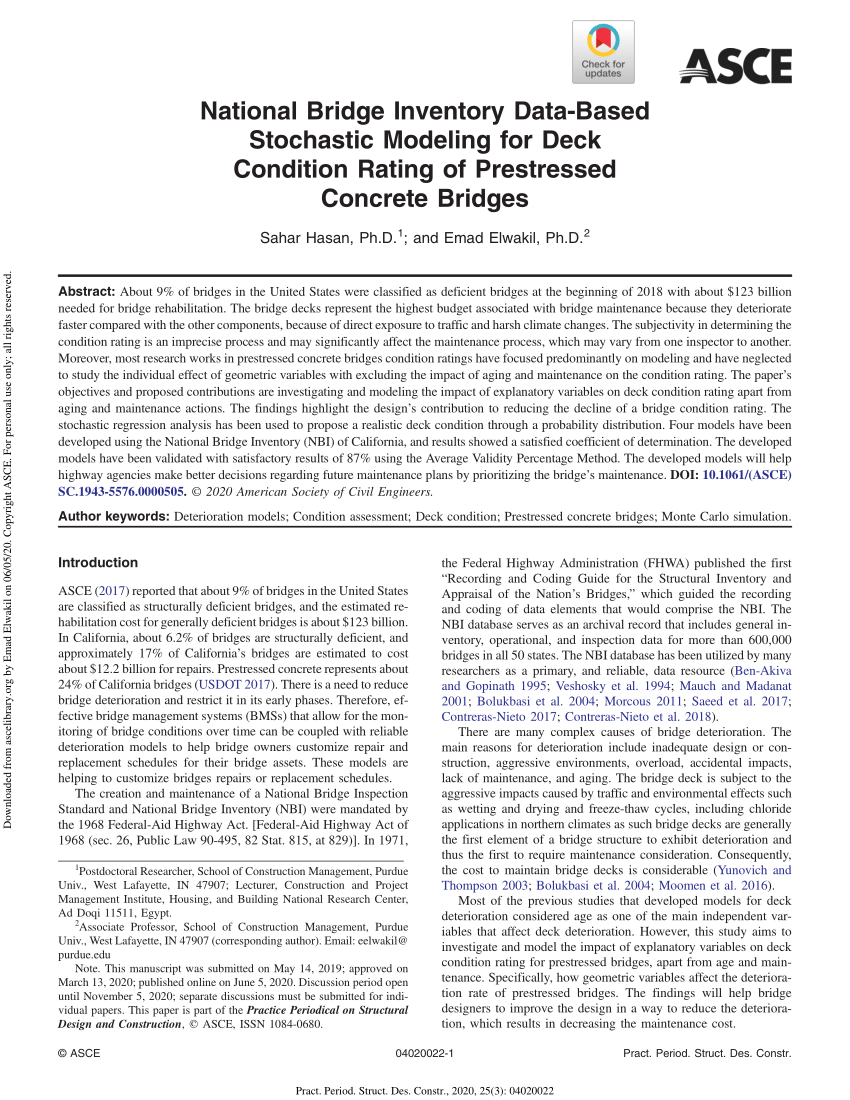 (PDF) National Bridge Inventory DataBased Stochastic Modeling for Deck