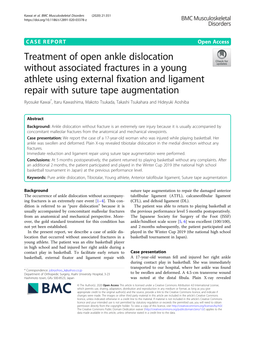 (PDF) Treatment of open ankle dislocation without ...