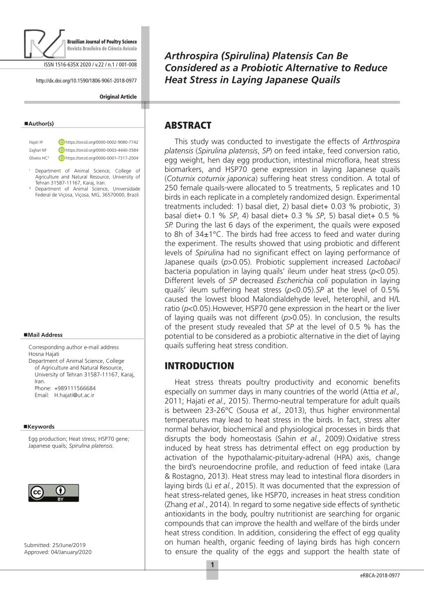 Bloemlezing Genealogie Achternaam PDF) Arthrospira (Spirulina) Platensis Can Be Considered as a Probiotic  Alternative to Reduce Heat Stress in Laying Japanese Quails