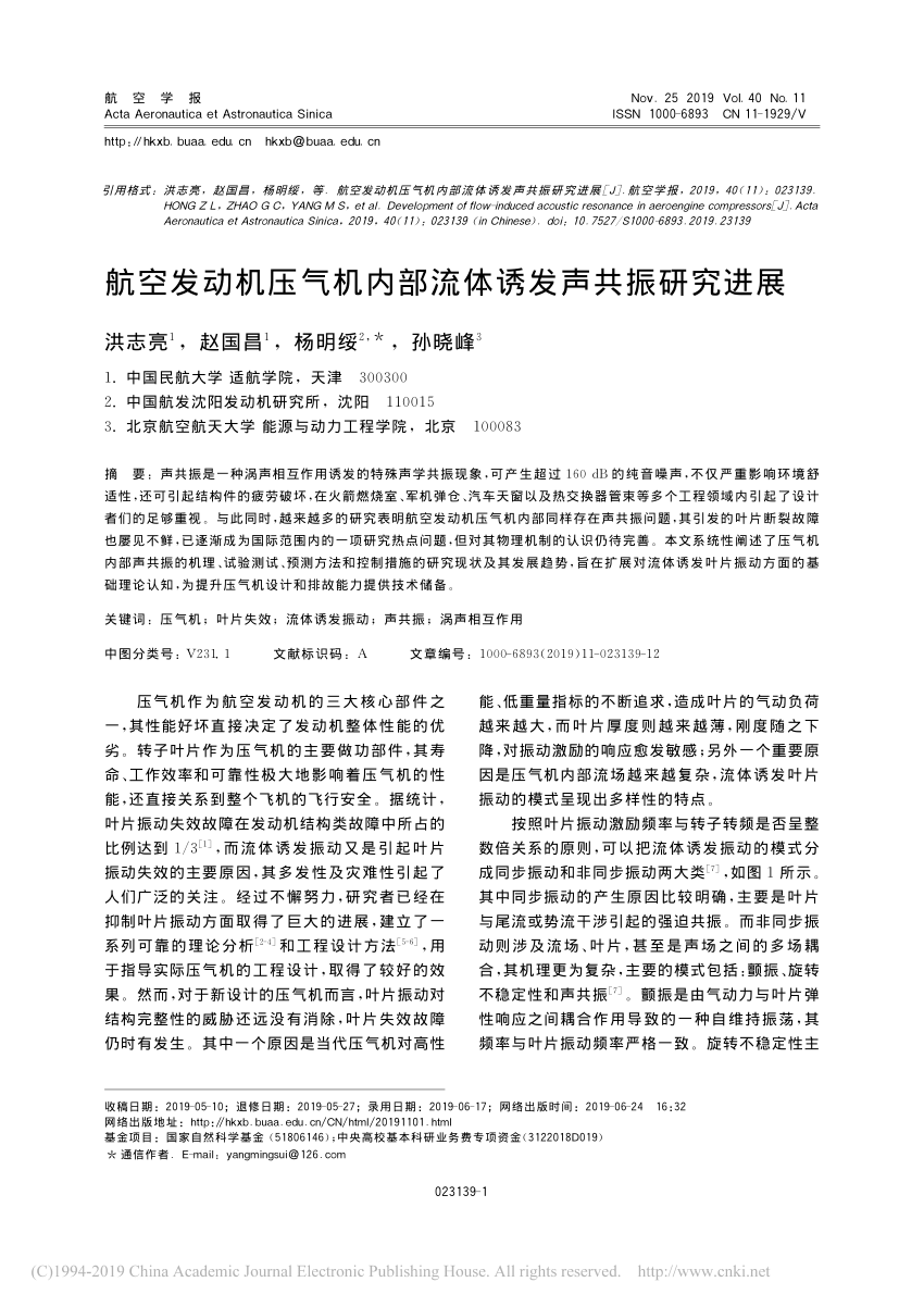 Pdf Development Of Flow Induced Acoustic Resonance In Aeroengine Compressors