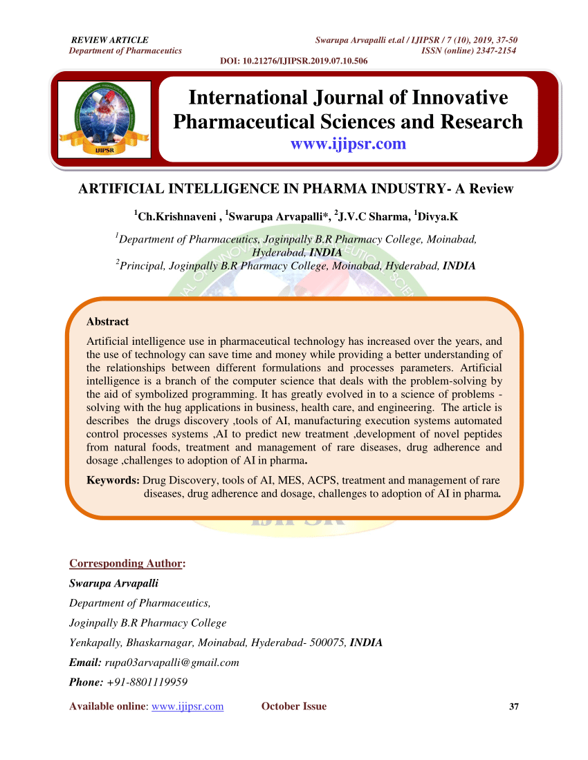 pharmaceutical research paper pdf