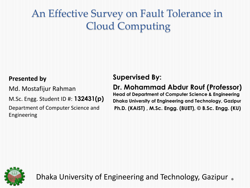 Pdf An Effective Survey On Fault Tolerance In Cloud Computing