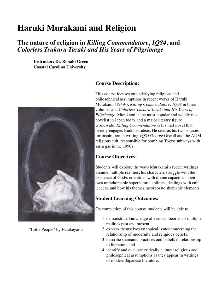 Pdf Syllabus Haruki Murakami And Religion Relg 491