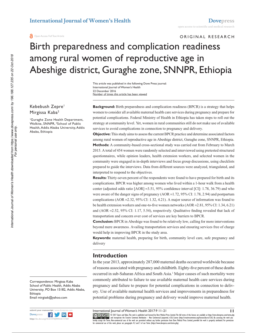 literature review on birth preparedness and complication readiness