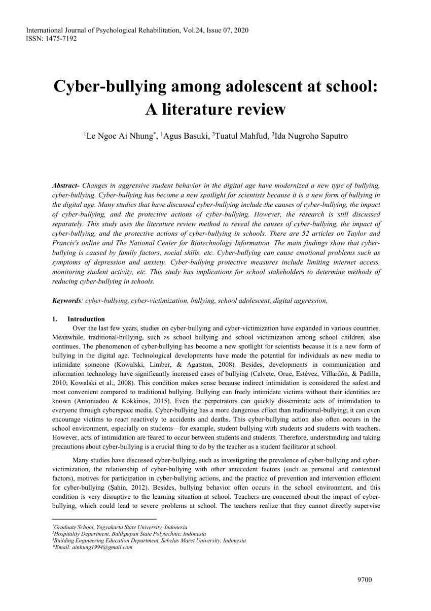 review of related literature cyberbullying