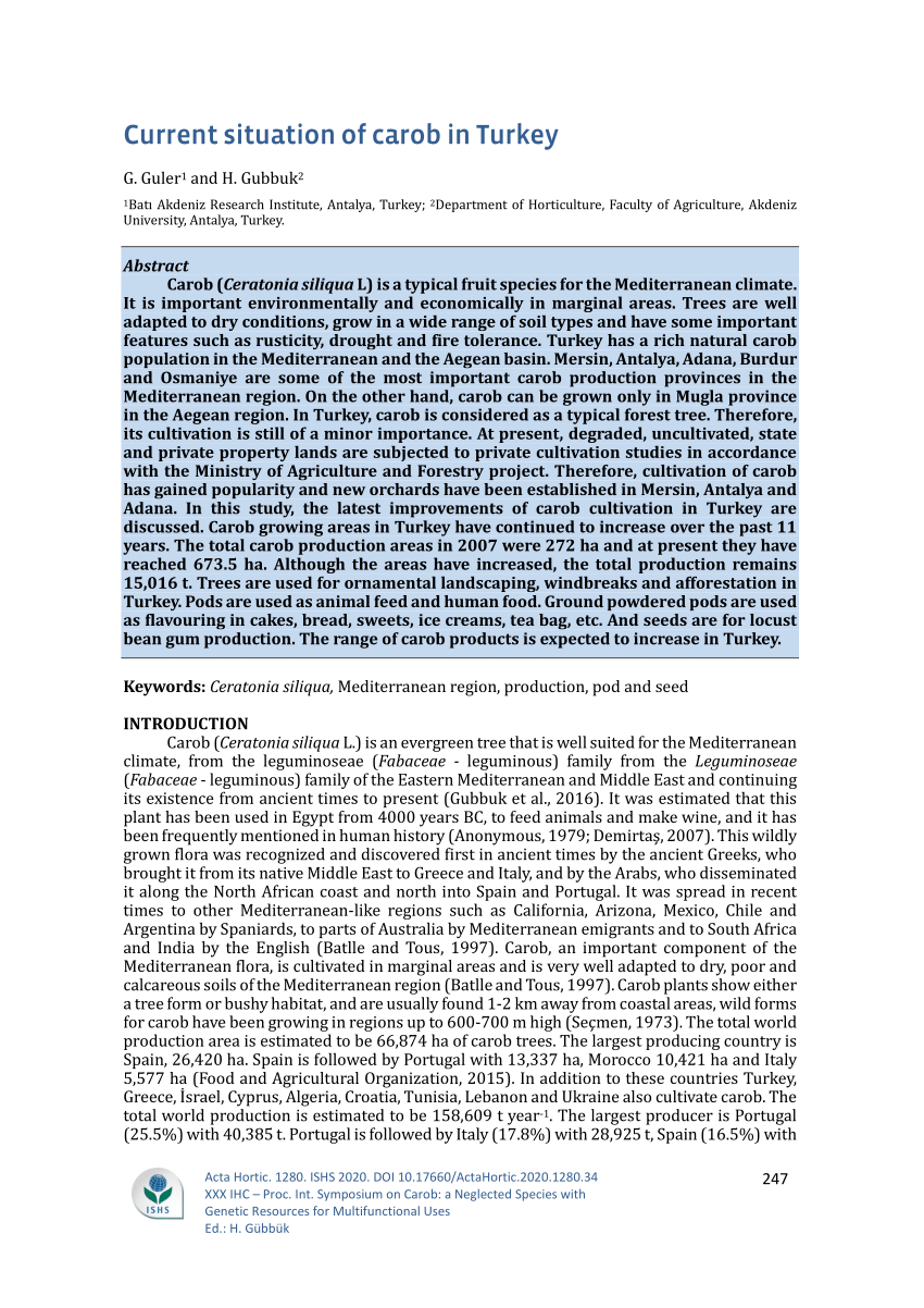 PDF Current situation of carob in Turkey 