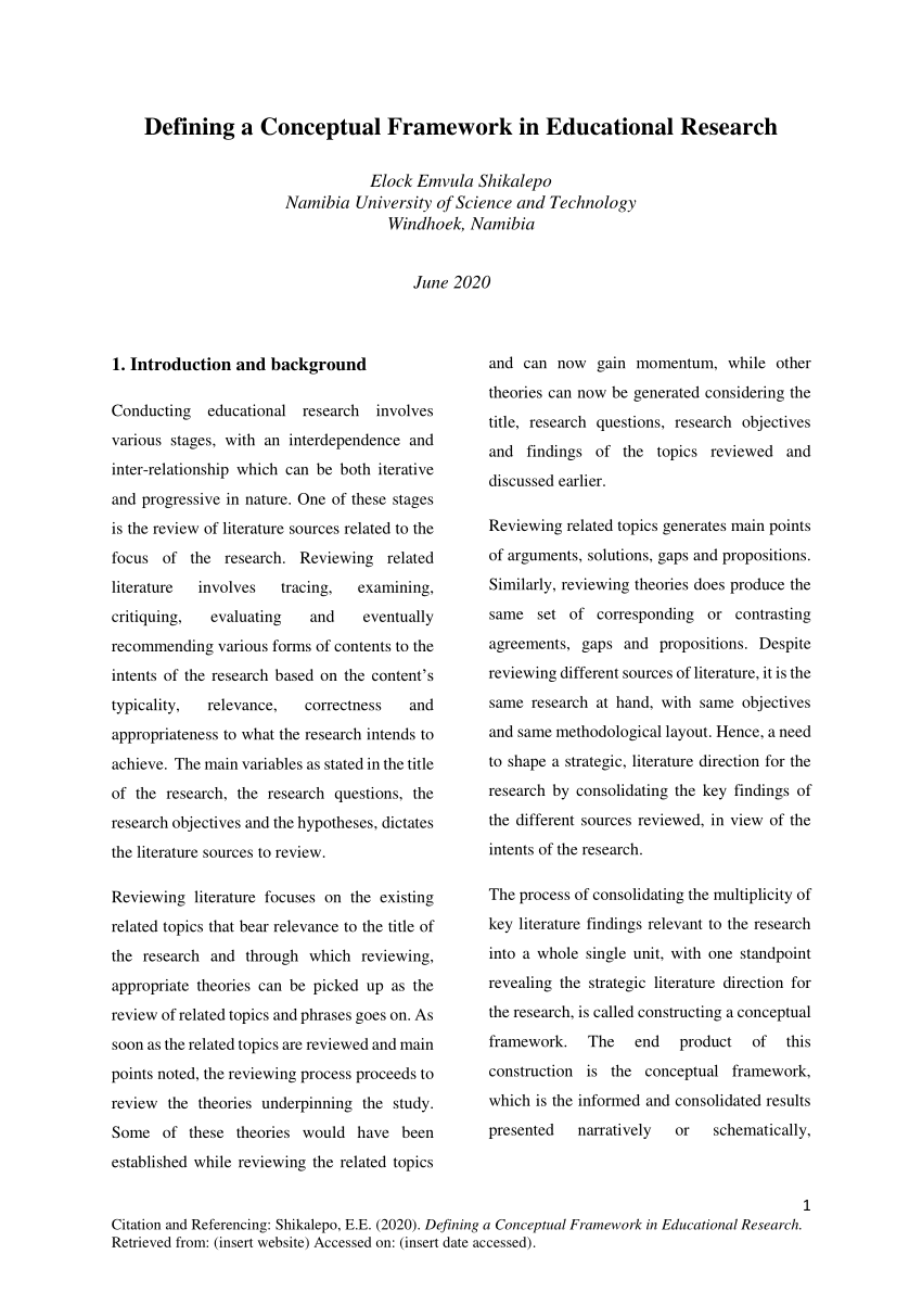 conceptual framework thesis sample pdf