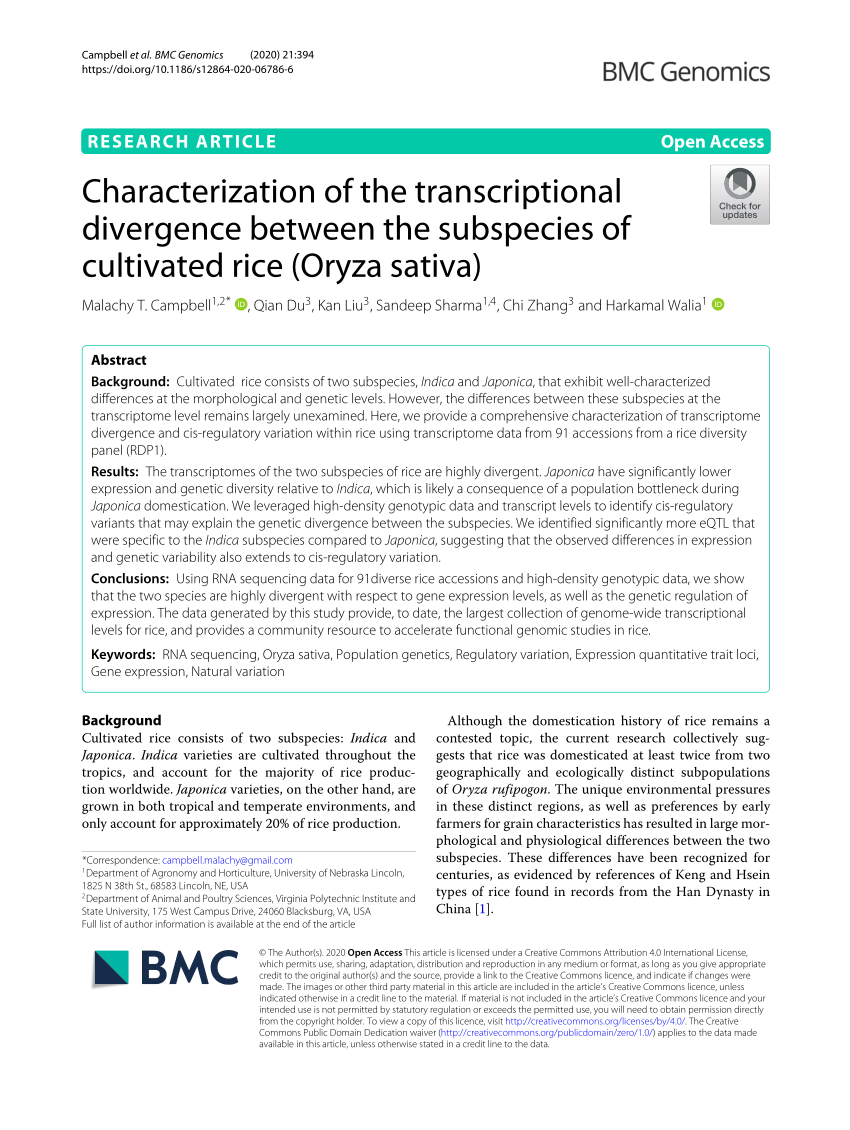 PDF) Characterization of the transcriptional divergence between 