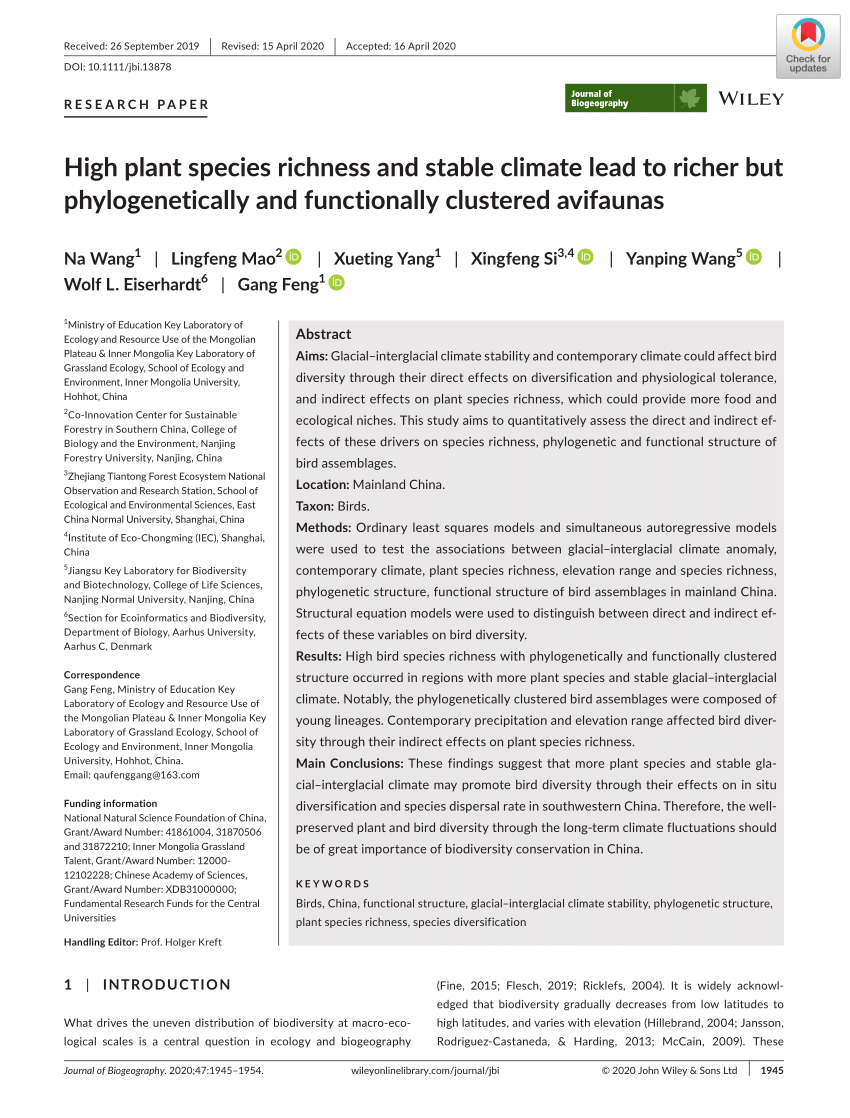 (PDF) High plant species richness and stable climate lead to richer but ...
