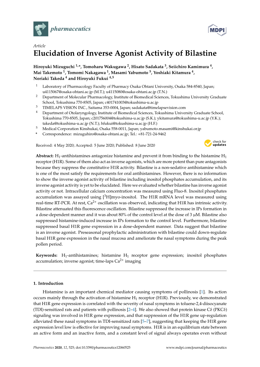 PDF) Elucidation of Inverse Agonist Activity of Bilastine