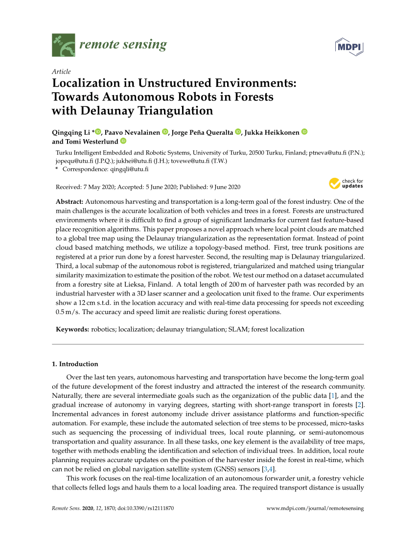 Pdf Localization In Unstructured Environments Towards Autonomous Robots In Forests With Delaunay Triangulation