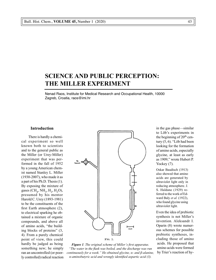 miller experiment pdf