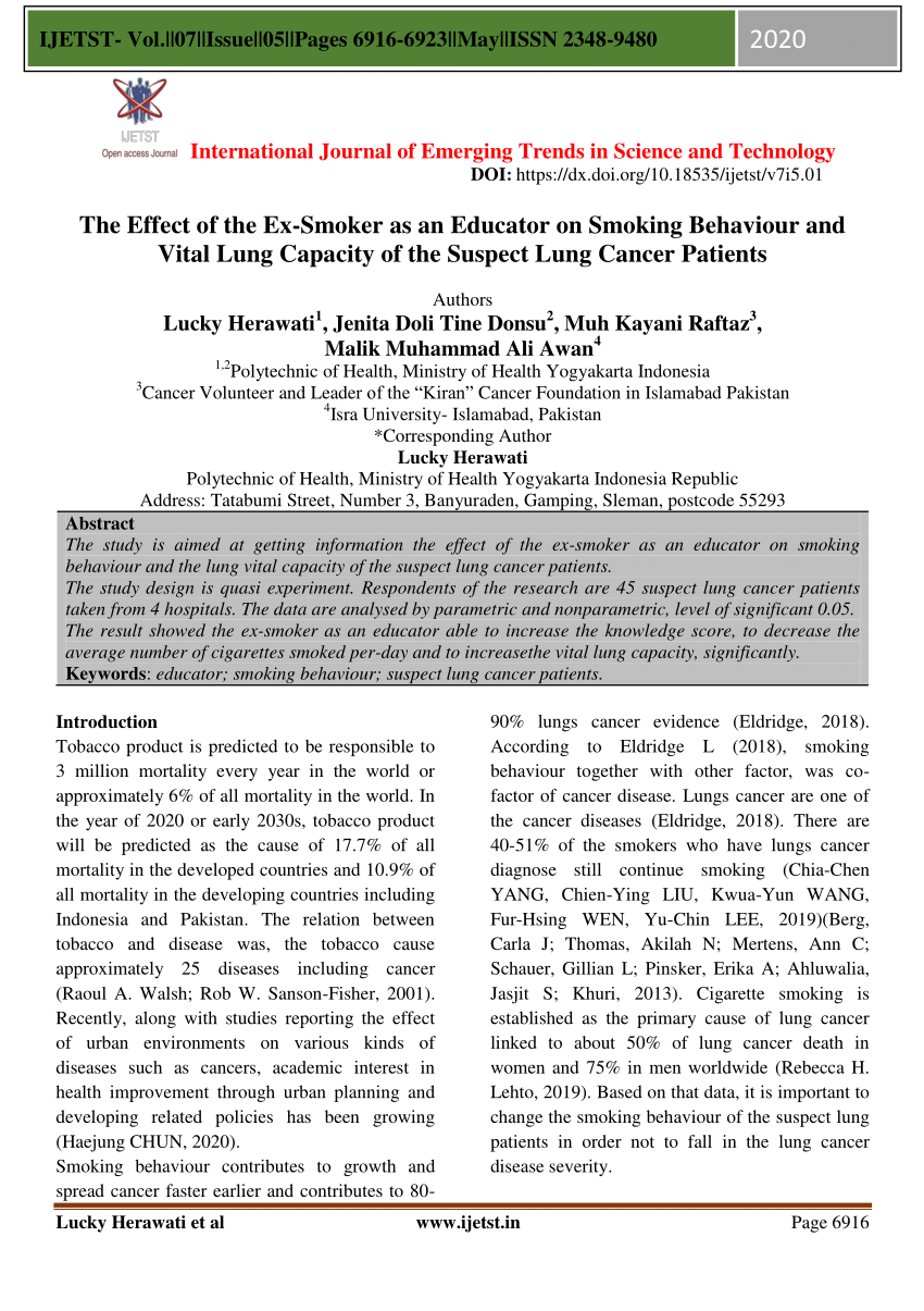 (PDF) The Effect of the Ex-Smoker as an Educator on Smoking Behavior