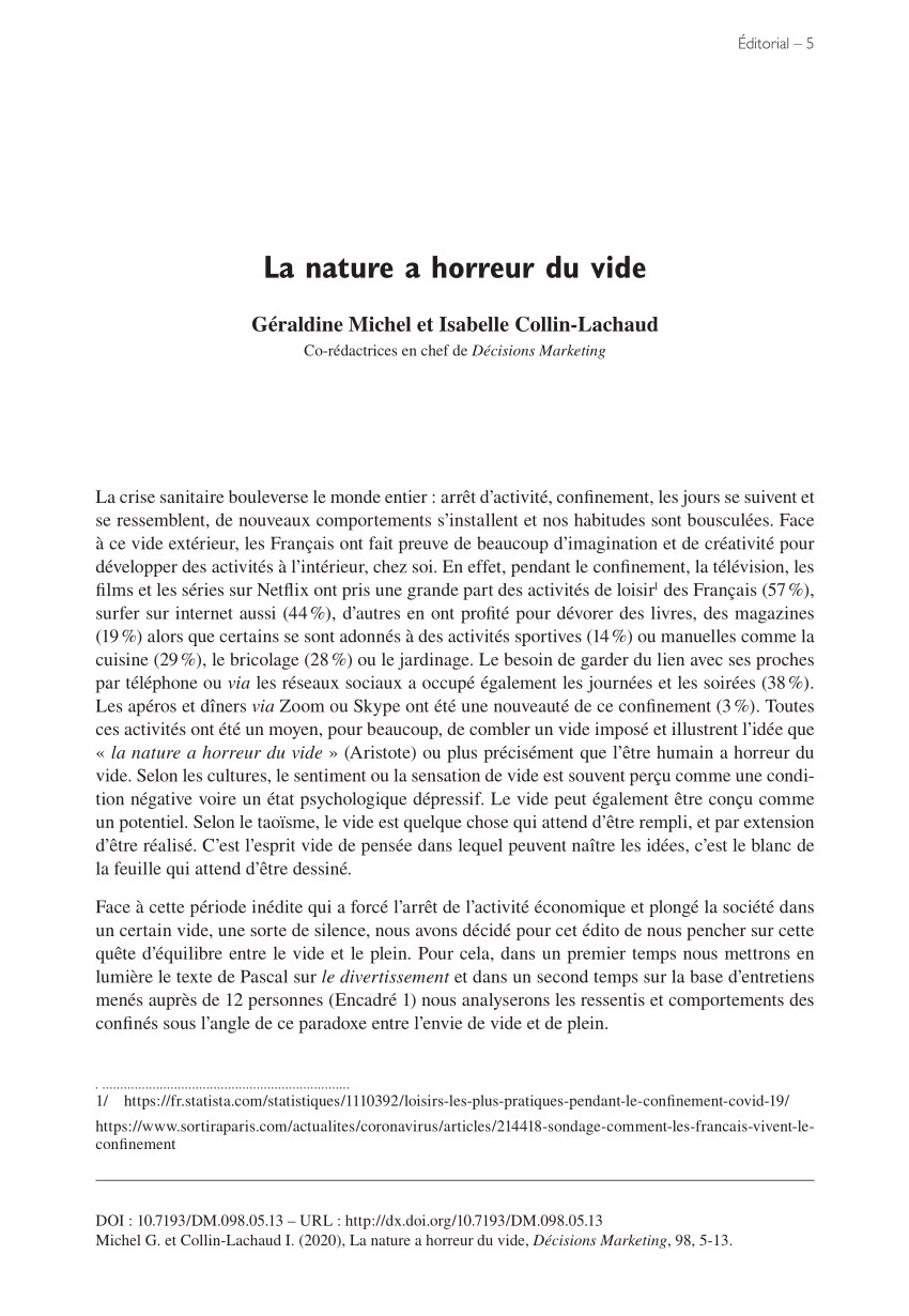 (PDF) La nature a horreur du vide (Editorial)