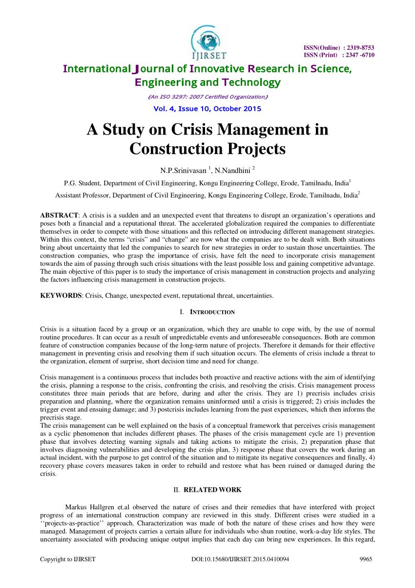 research topics crisis management