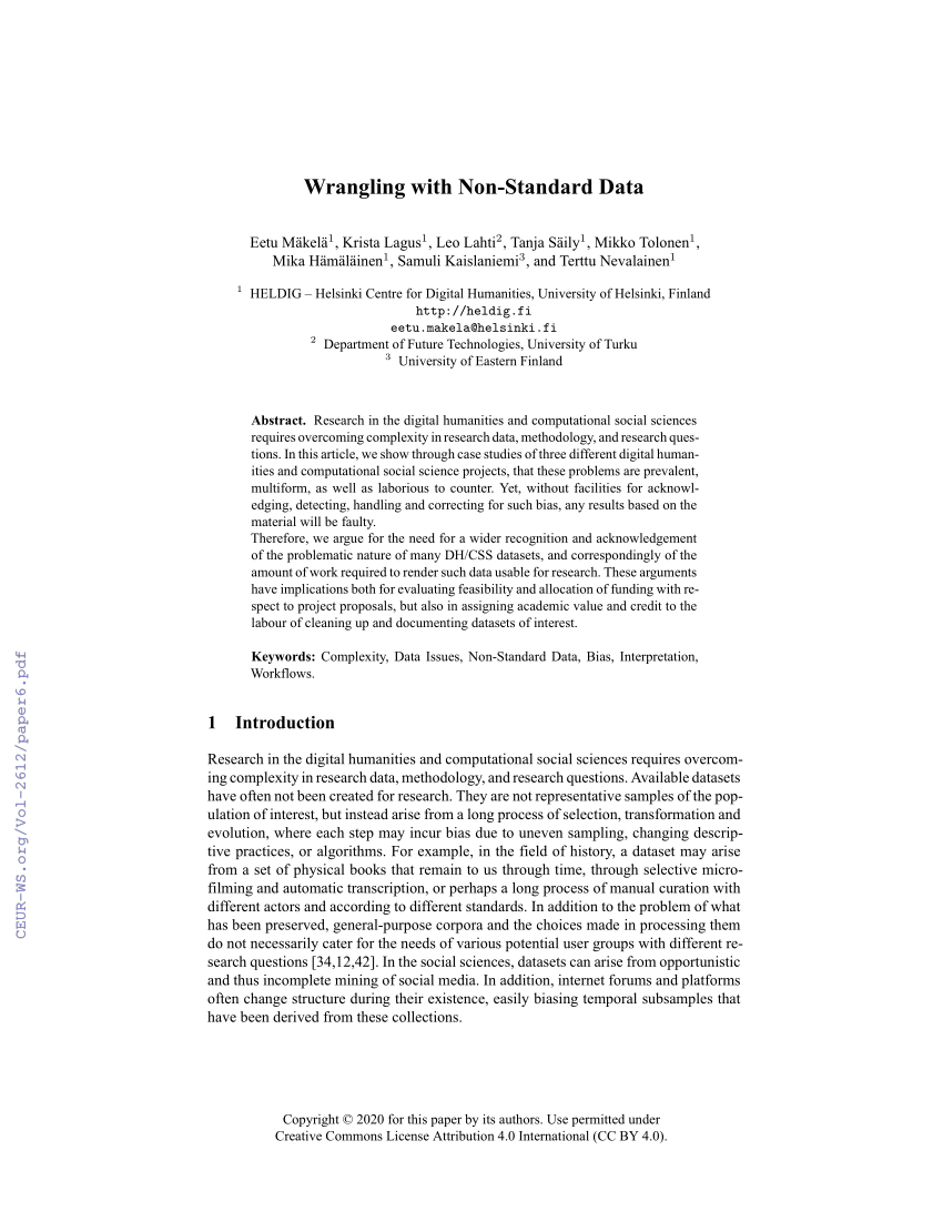PDF) Wrangling with Non-Standard Data