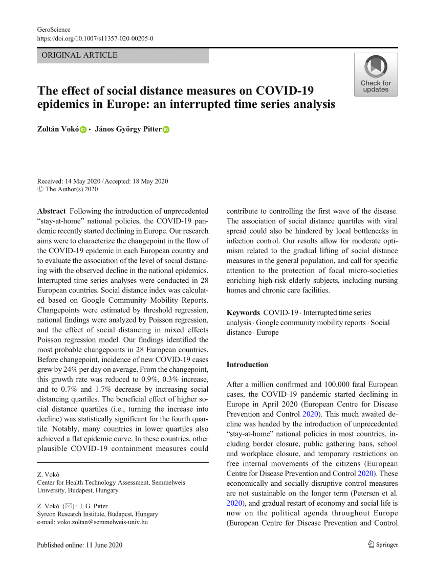 PDF) The effect of social distance measures on COVID-19 epidemics ...