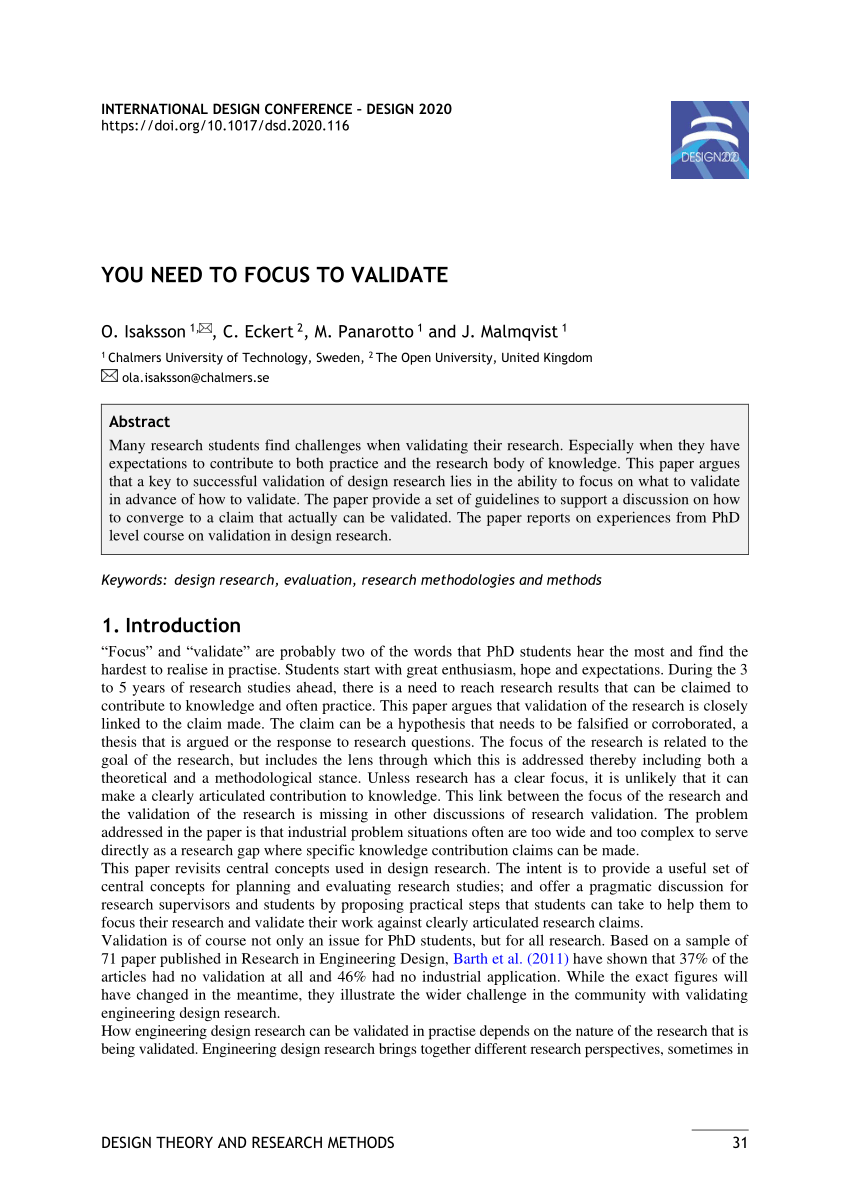 research paper on validation