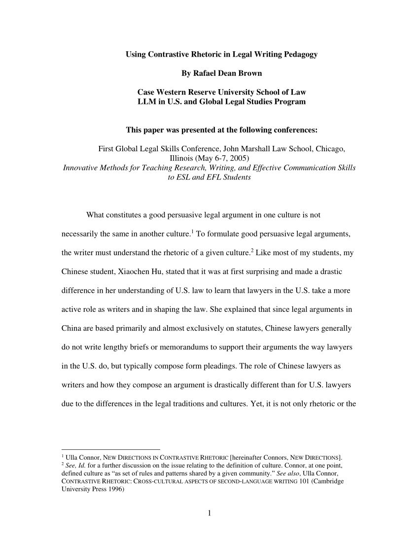 PDF) Using Contrastive Rhetoric in Legal Writing Pedagogy