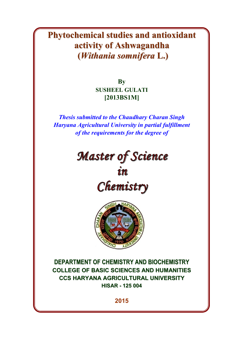 dissertation for msc chemistry