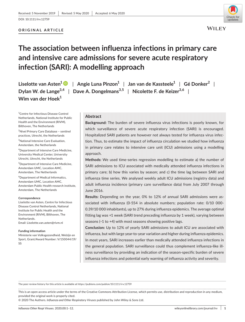 Pdf The Association Between Influenza Infections In Primary Care And