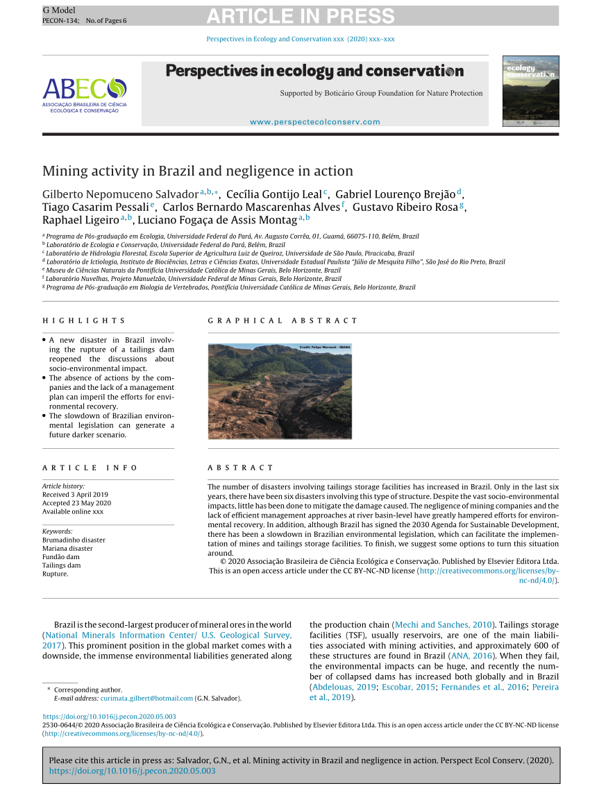 PDF) Mining activity in Brazil and negligence in action