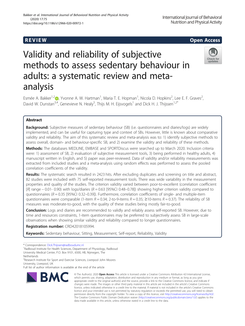 PDF Validity and reliability of subjective methods to assess  