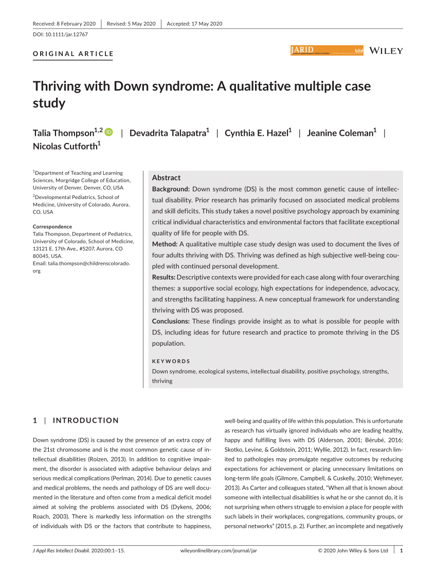 down syndrome case study with data