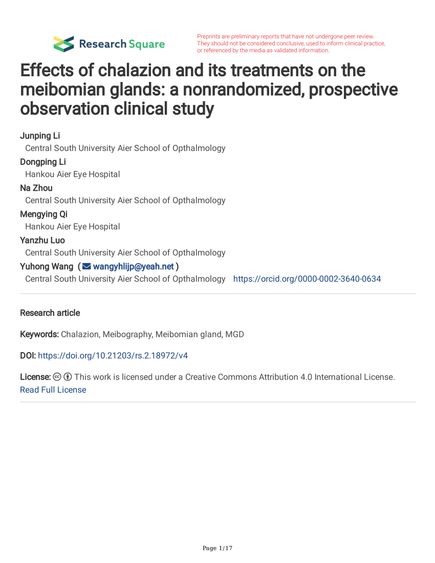 Pdf Effects Of Chalazion And Its Treatments On The Meibomian Glands Hot Sex Picture 