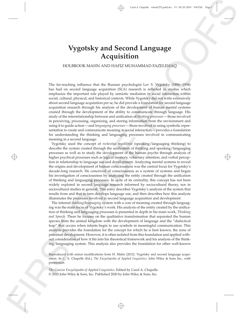 Vygotsky's theory of online language development