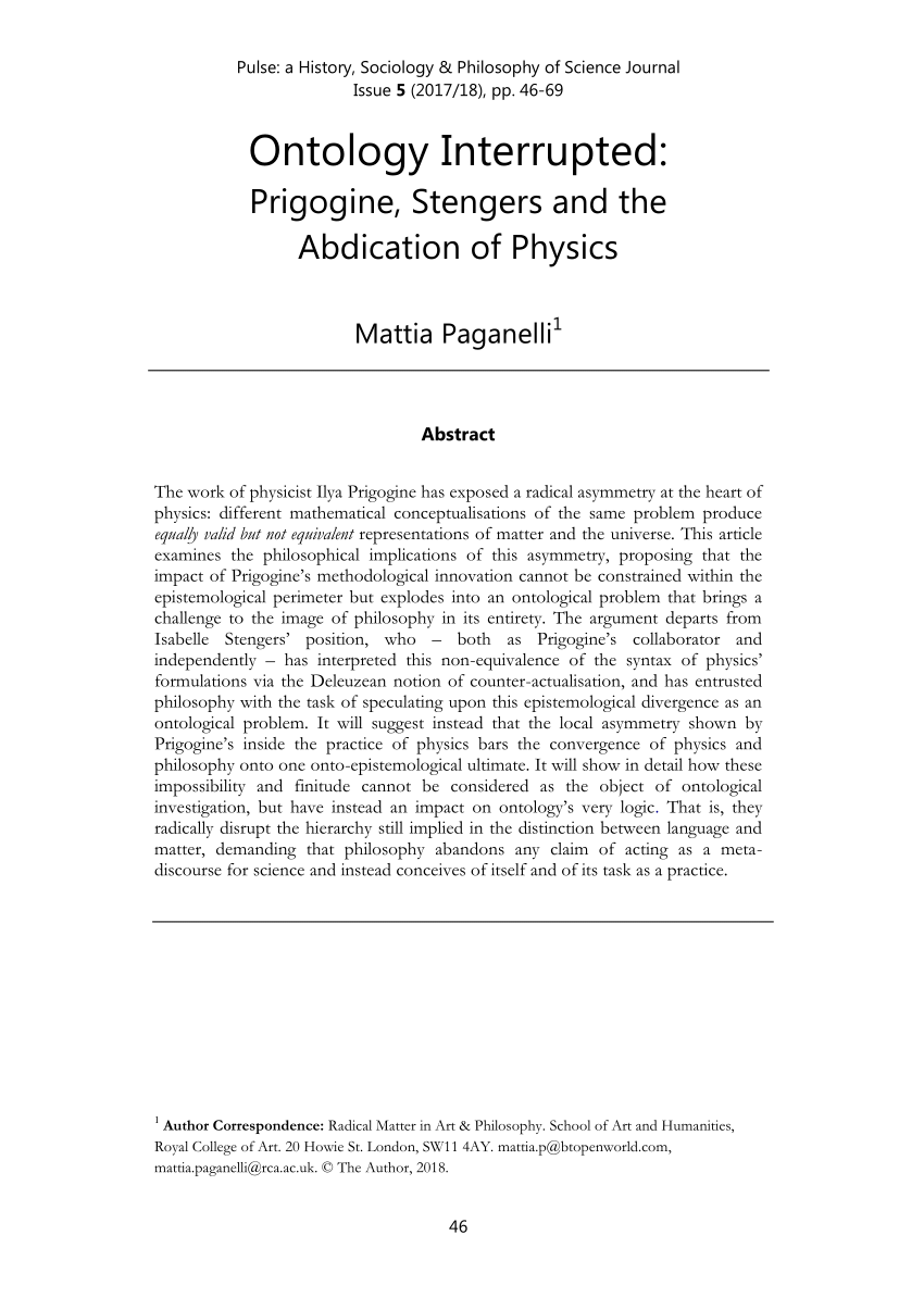 Order Out of Chaos — Prigogine and Stenger on Complexity