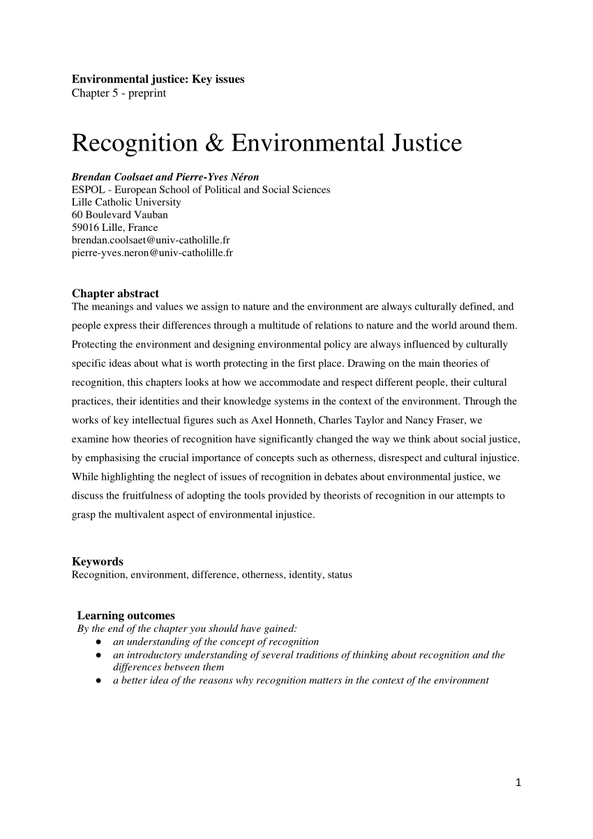 (PDF) Recognition and environmental justice