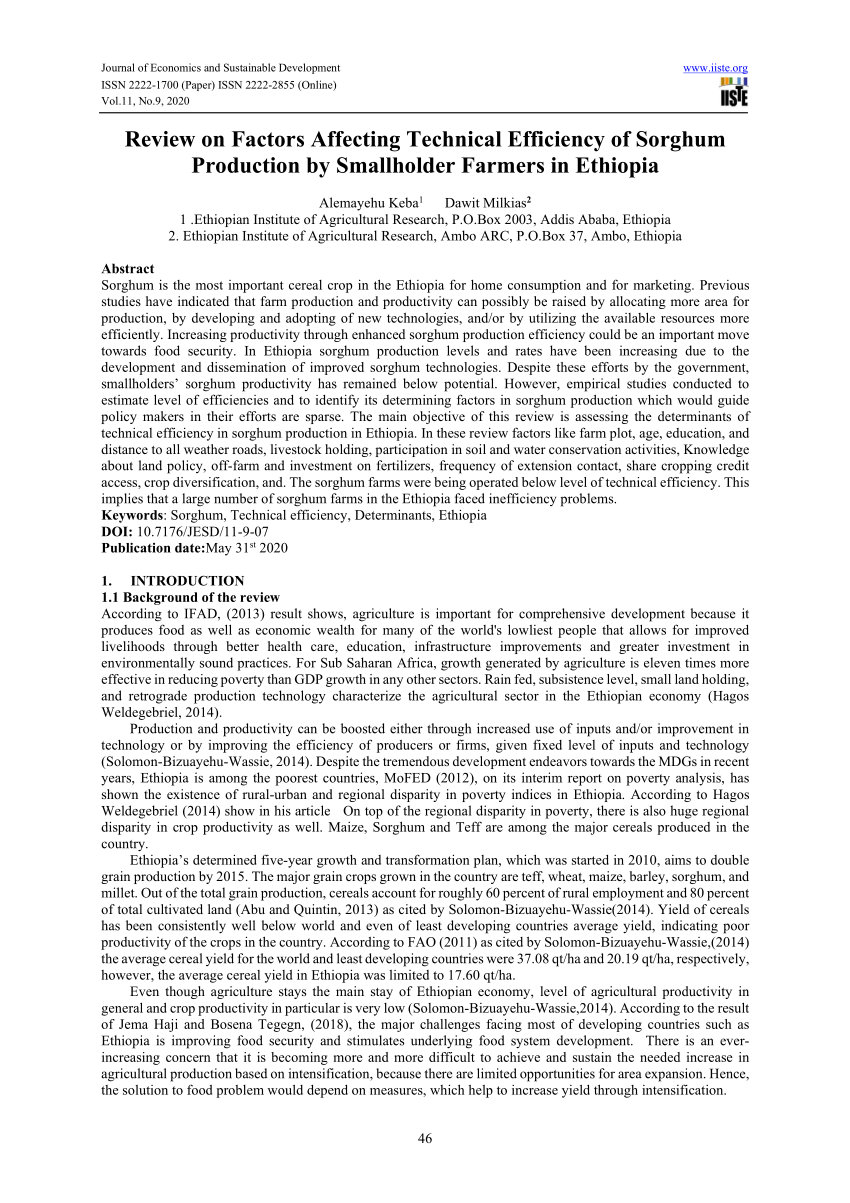 literature review on sorghum pdf