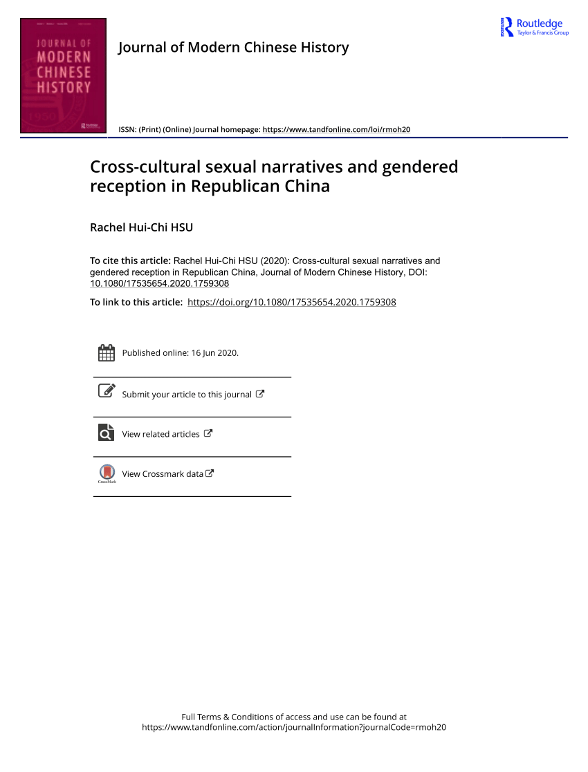 Pdf Cross Cultural Sexual Narratives And Gendered Reception In Republican China 7505