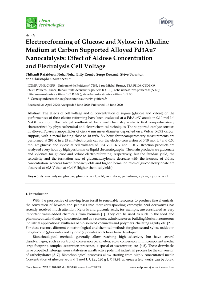 Pdf Electroreforming Of Glucose And Xylose In Alkaline Medium At Carbon Supported Alloyed Pd3au7 Nanocatalysts Effect Of Aldose Concentration And Electrolysis Cell Voltage