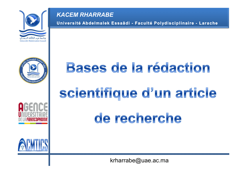(PDF) Article de recherche _ Bases de la rédaction scientifique
