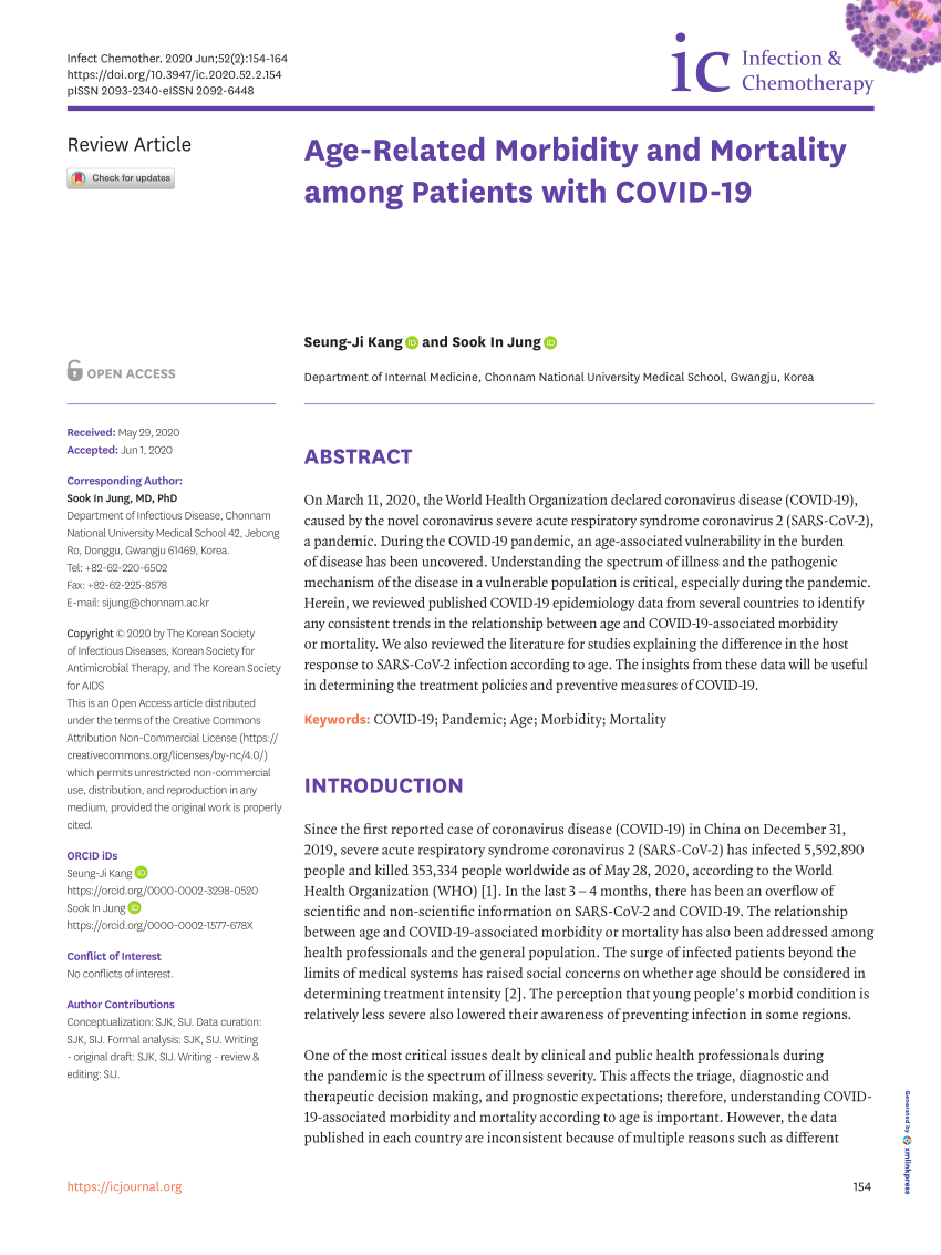 Pdf Age Related Morbidity And Mortality Among Patients With Covid 19