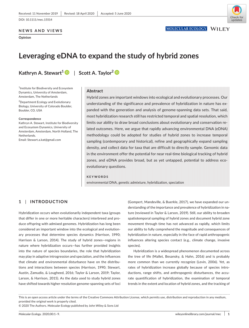 Pdf Leveraging Edna To Expand The Study Of Hybrid Zones