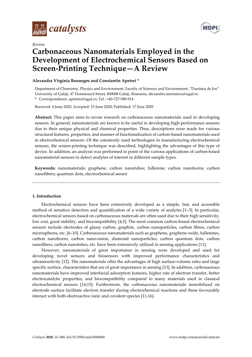 PDF) Carbonaceous Nanomaterials Employed in the Development of 