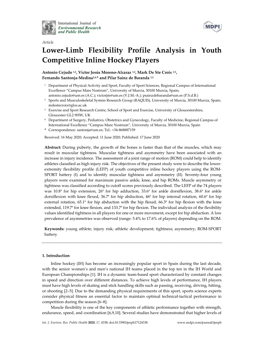 PDF) Lower-Limb Flexibility Profile Analysis in Youth Competitive Inline Hockey Players