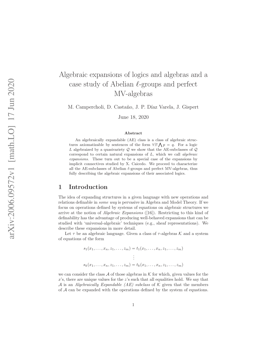 Pdf Algebraic Expansions Of Logics And Algebras And A Case Study Of Abelian L Groups And Perfect Mv Algebras