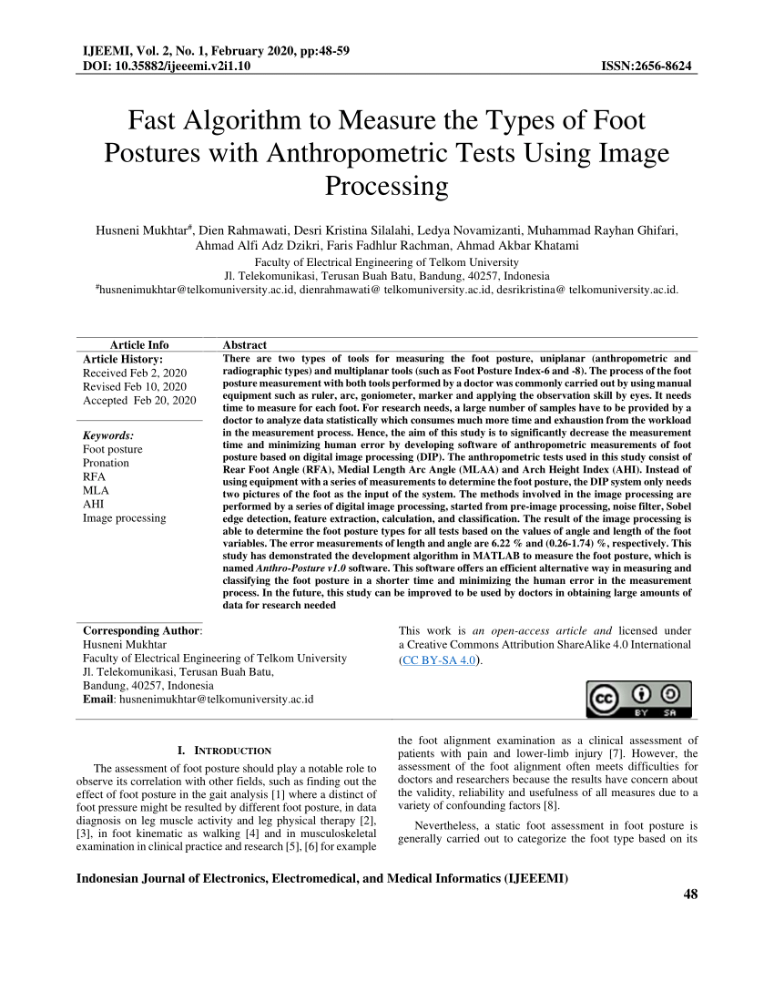 (PDF) Fast Algorithm to Measure the Types of Foot Postures with