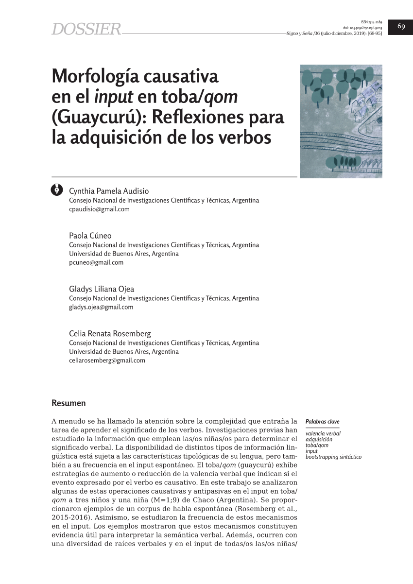 PDF) Morfología causativa en el input en toba/qom (Guaycurú): Reflexiones  para la adquisición de los verbos