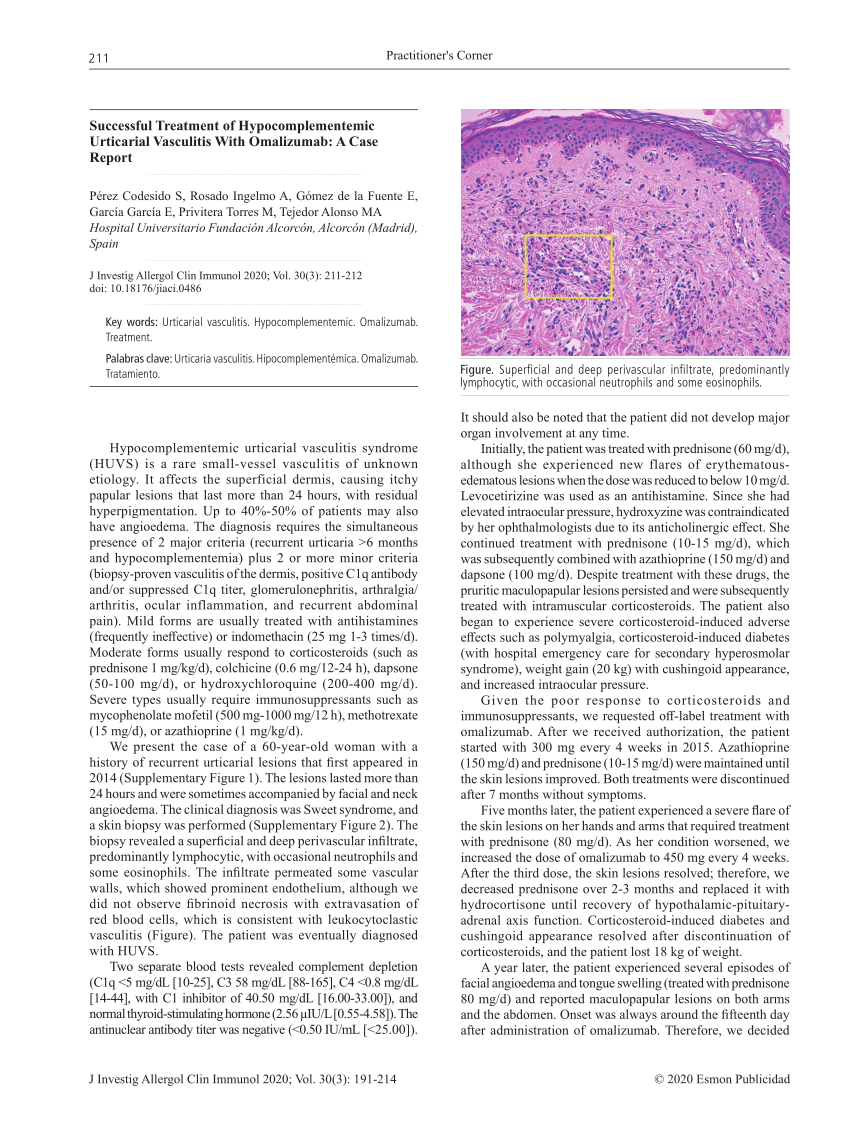 (PDF) Successful Treatment of Urticarial Vasculitis