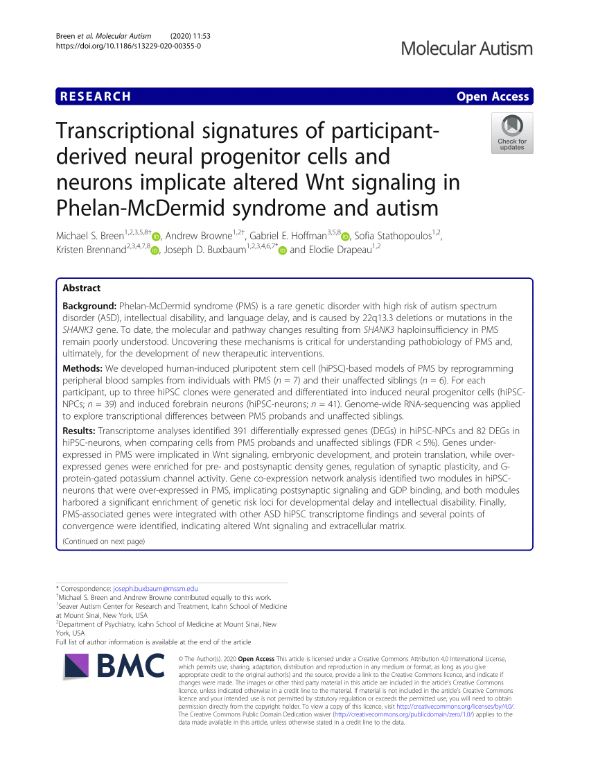 PDF Transcriptional signatures of participant derived neural  