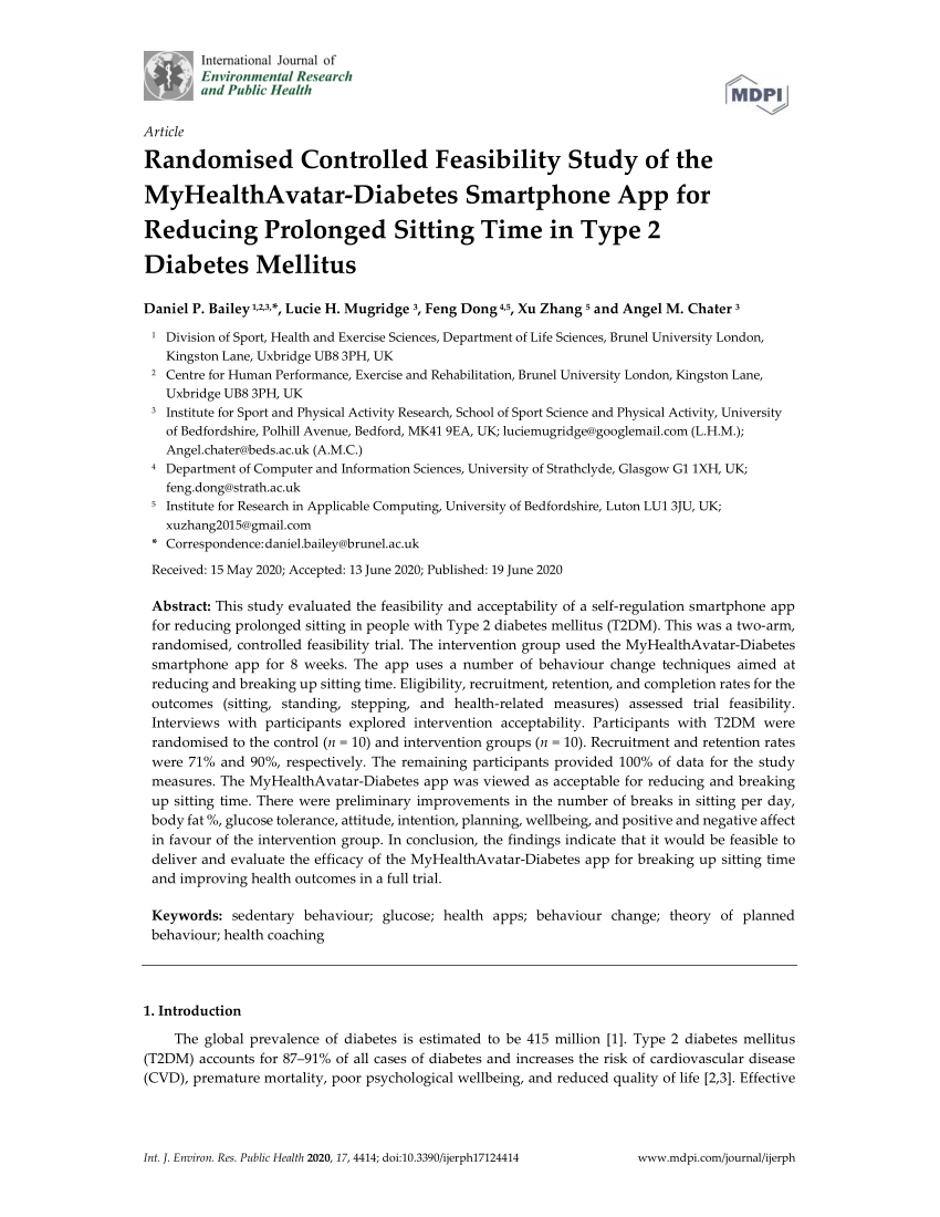 PDF) Randomised Controlled Feasibility Study of the MyHealthAvatar ...